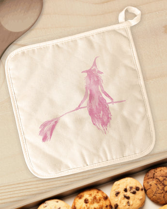 Pink Witch Silhouette - Cotton Pot Holder