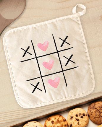 Tic Tac Toe Hearts - Valentine's Day Cotton Pot Holder