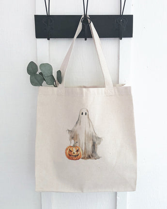 Ghost and Pumpkin - Canvas Tote Bag