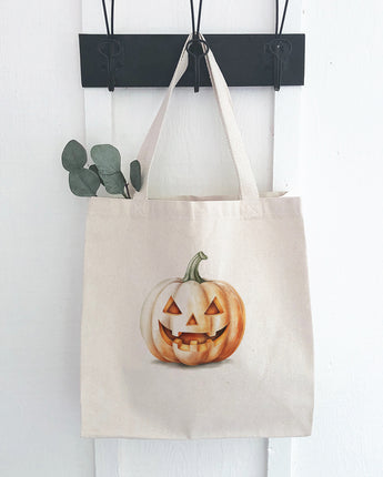 Watercolor Carved Pumpkin - Canvas Tote Bag