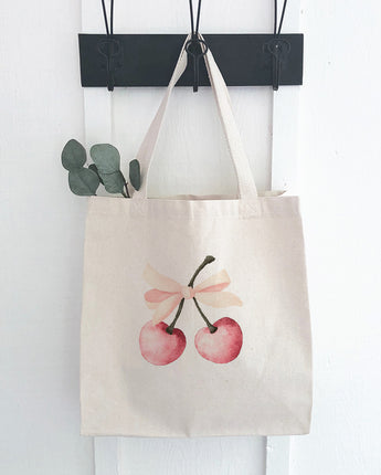 Cherries with a Bow - Valentine's Day Canvas Tote Bag