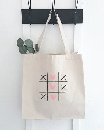 Tic Tac Toe Hearts - Valentine's Day Canvas Tote Bag