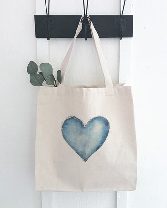 Denim Heart - Valentine's Day Canvas Tote Bag