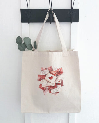 Love Letter Stack - Valentine's Day Canvas Tote Bag