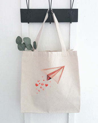 Paper Airplane - Valentine's Day Canvas Tote Bag