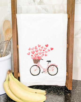 Hearts Bicycle - Valentine's Day Cotton Tea Towel