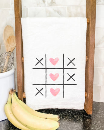 Tic Tac Toe Hearts - Valentine's Day Cotton Tea Towel