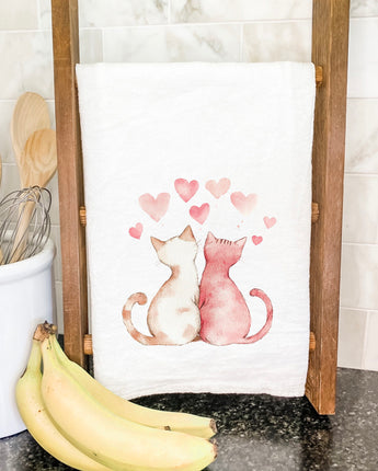 Valentine Cats - Valentine's Day Cotton Tea Towel