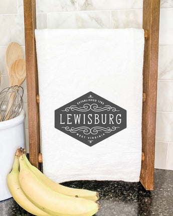 Flourish Sign w/ City, State - Cotton Tea Towel