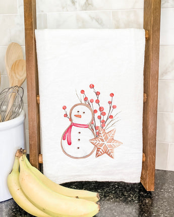 Gingerbread Snowman and Snowflake - Cotton Tea Towel