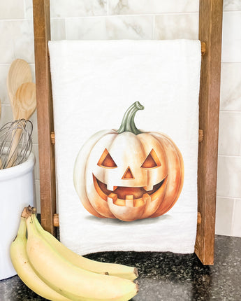 Watercolor Carved Pumpkin - Cotton Tea Towel