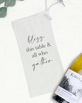 Bless this Table - Canvas Wine Bag