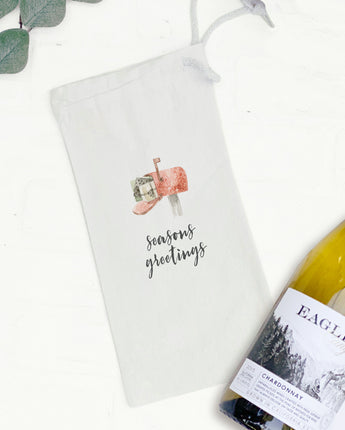 Season Greetings Mailbox - Canvas Wine Bag