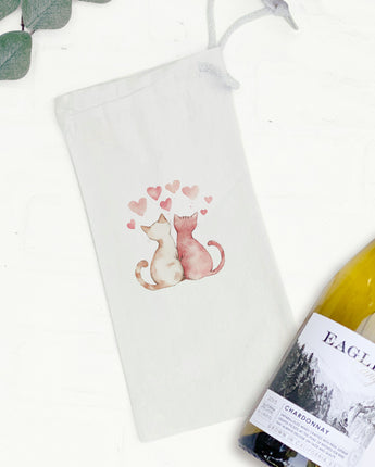 Valentine Cats - Valentine's Day Canvas Wine Bag