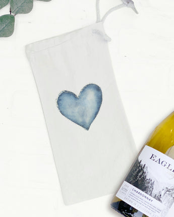 Denim Heart - Valentine's Day Canvas Wine Bag