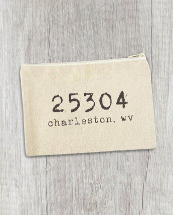 Customizable Zip Code - Canvas Zipper Pouch