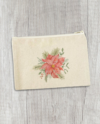 Poinsettia Flower - Canvas Zipper Pouch