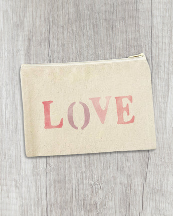 Love Stencil - Valentine's Day Canvas Zipper Pouch