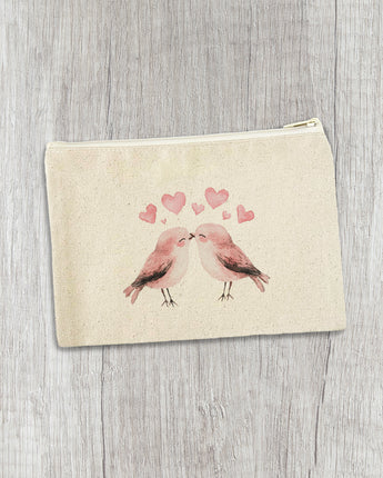 Love Birds - Valentine's Day Canvas Zipper Pouch