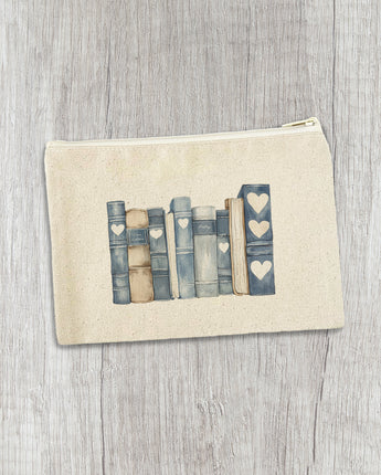 Love Letter Bookshelf - Valentine's Day Canvas Zipper Pouch