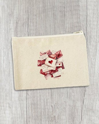 Love Letter Stack - Valentine's Day Canvas Zipper Pouch