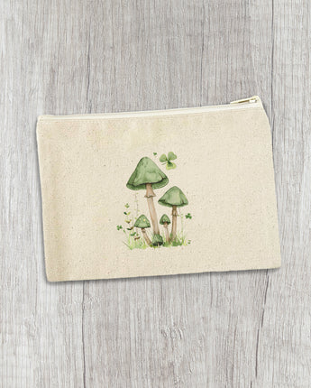 St. Patrick's Day Mushrooms - Canvas Zipper Pouch