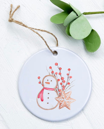 Gingerbread Snowman and Snowflake - Ornament