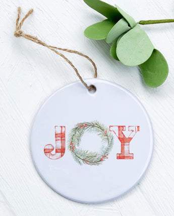 Plaid Joy Wreath - Ornament