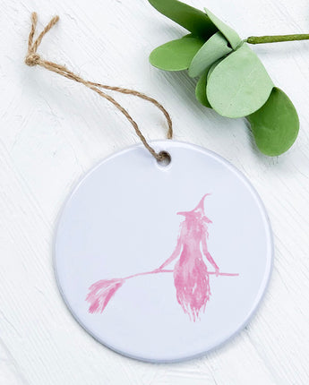 Pink Witch Silhouette - Ornament