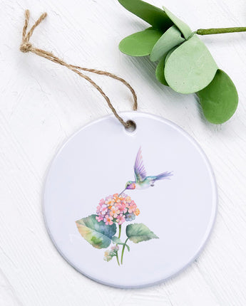 Hummingbird and Lantana Flower - Ornament