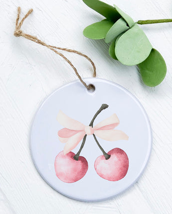 Cherries with a Bow - Valentine's Day Ornament