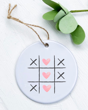 Tic Tac Toe Hearts - Valentine's Day Ornament