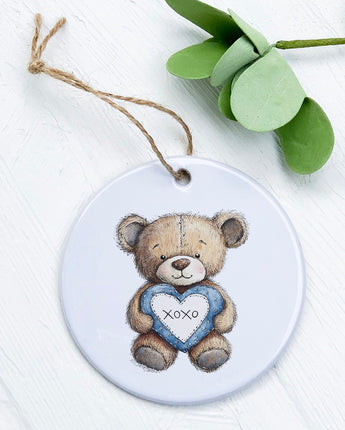 Denim Teddy Bear - Valentine's Day Ornament