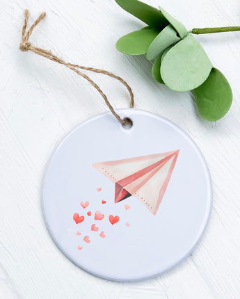 Paper Airplane - Valentine's Day Ornament