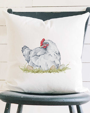 Hen with Eggs - Square Canvas Pillow