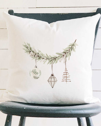 Garland with Ornaments - Square Canvas Pillow