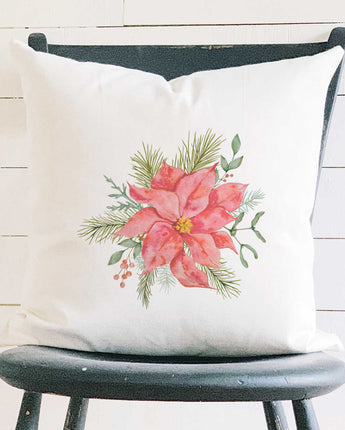 Poinsettia Flower - Square Canvas Pillow