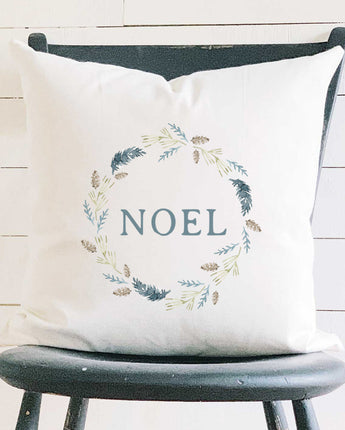 Noel Pine Wreath - Square Canvas Pillow