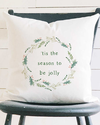 Tis The Season Wreath - Square Canvas Pillow