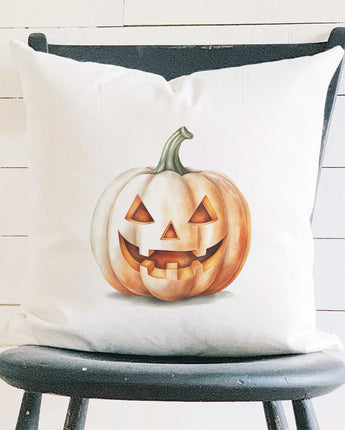 Watercolor Carved Pumpkin - Square Canvas Pillow