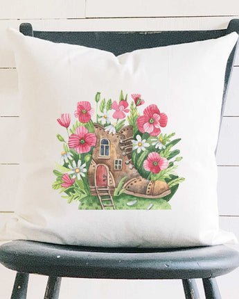 Poppy Boot Fairy House - Square Canvas Pillow