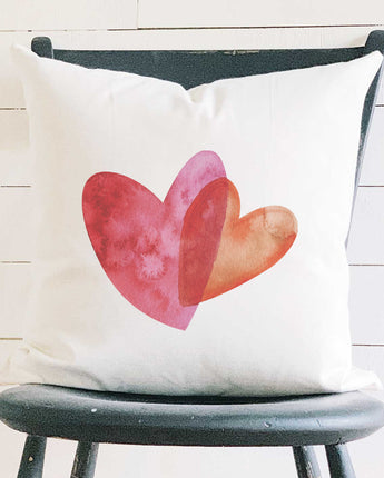 Orange and Pink Double Heart - Square Canvas Pillow