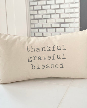 Thankful Grateful Blessed - Rectangular Thanksgiving Pillow