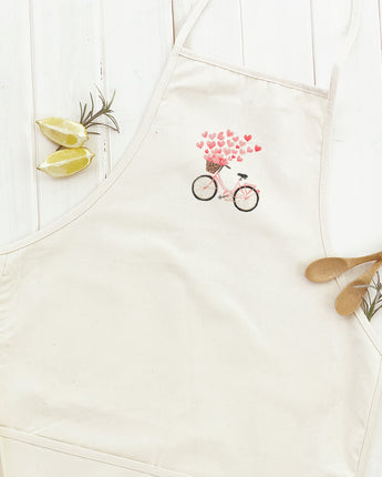 Hearts Bicycle - Valentine's Day Women's Apron