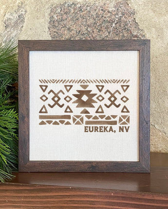 Western Pattern w/ City State - Framed Sign