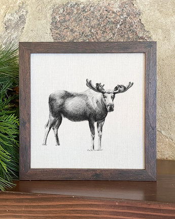 Moose Sketch - Framed Sign