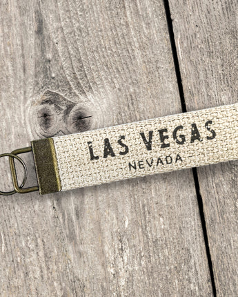 Distressed City, State - Canvas Key Fob