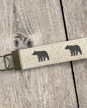 Bear Silhouette - Canvas Key Fob