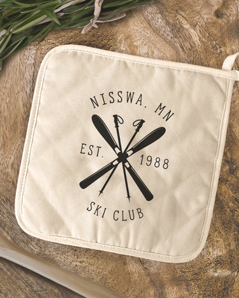 Ski Club w/ City, State - Custom Cotton Pot Holder