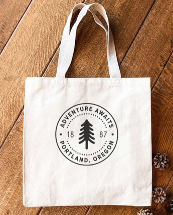 Tree Stamp w/ City, State - Canvas Tote Bag